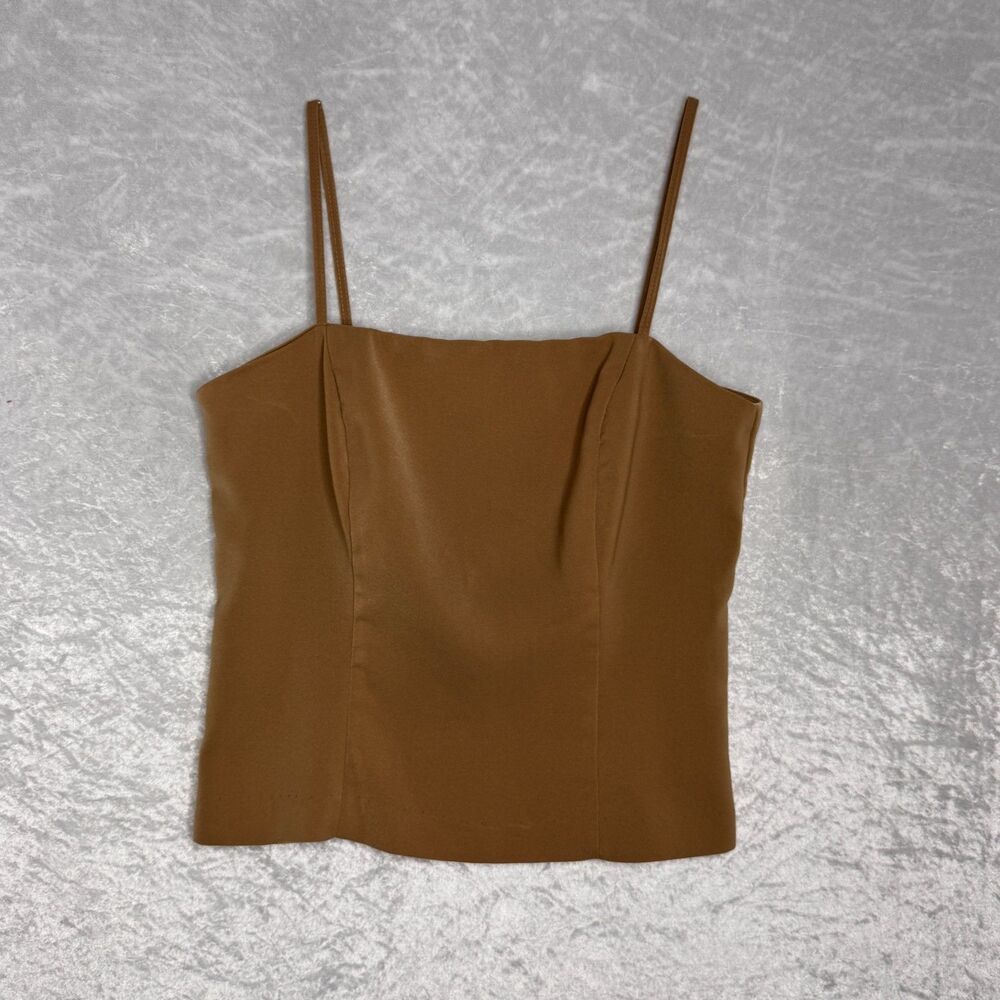 Size 3/4 Brown Vintage Polyester Spaghetti Strap Top (Read)